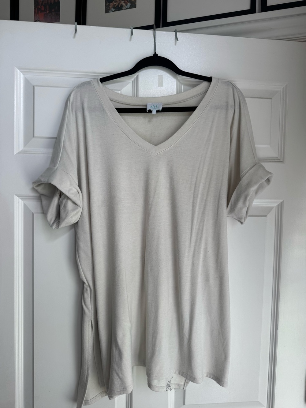 Shop the Mint Cream V-Neck Tee